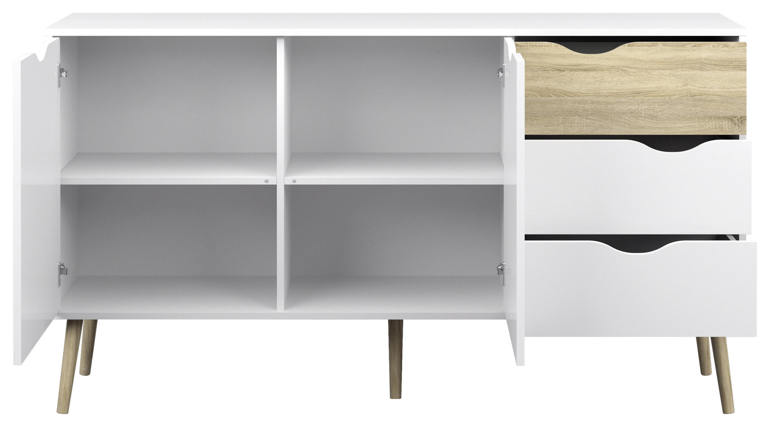 SIDEBOARD 147,2/81,7/39,1 cm  - vit/ekfärgad, Design, trämaterial/trä (147,2/81,7/39,1cm) - Best Price