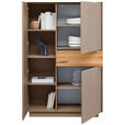 HIGHBOARD Taupe, Eichefarben  101/150/42 cm  - Taupe/Eichefarben, Design, Glas/Holz (101/150/42cm) - Novel