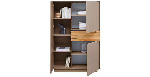HIGHBOARD Taupe, Eichefarben  101/150/42 cm  - Taupe/Eichefarben, Design, Glas/Holz (101/150/42cm) - Novel