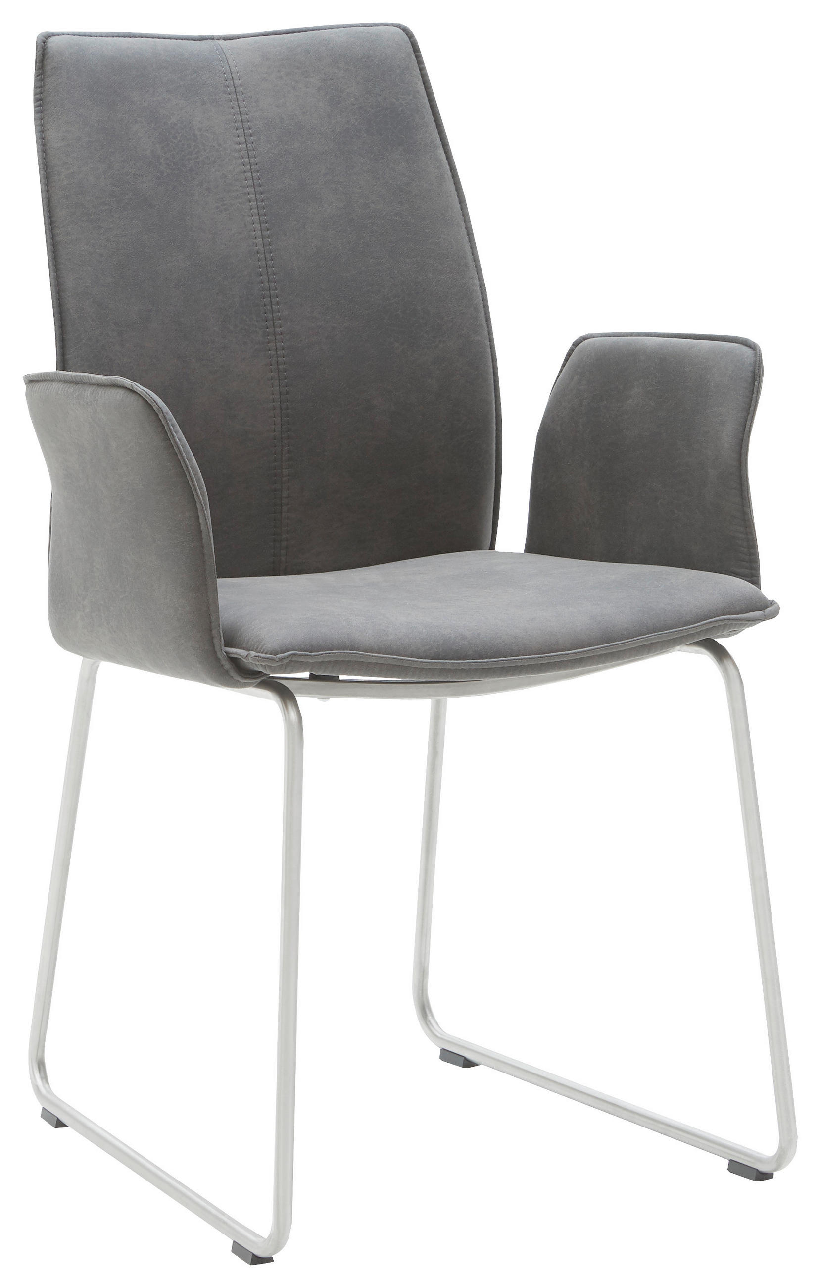 ARMLEHNSTUHL in Edelstahl Mikrofaser - Edelstahlfarben/Anthrazit, Design, Textil/Metall (60/93/57cm) - Dieter Knoll
