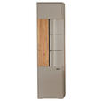 VITRINE Grau, Eschefarben  53,5/204/37,4 cm  - Anthrazit/Eschefarben, KONVENTIONELL, Glas/Holzwerkstoff (53,5/204/37,4cm) - Hom`in