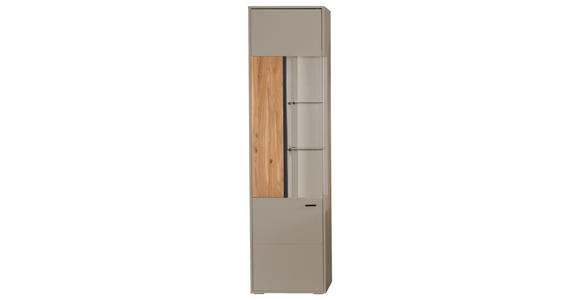 VITRINE Grau, Eschefarben  53,5/204/37,4 cm  - Anthrazit/Eschefarben, KONVENTIONELL, Glas/Holzwerkstoff (53,5/204/37,4cm) - Hom`in
