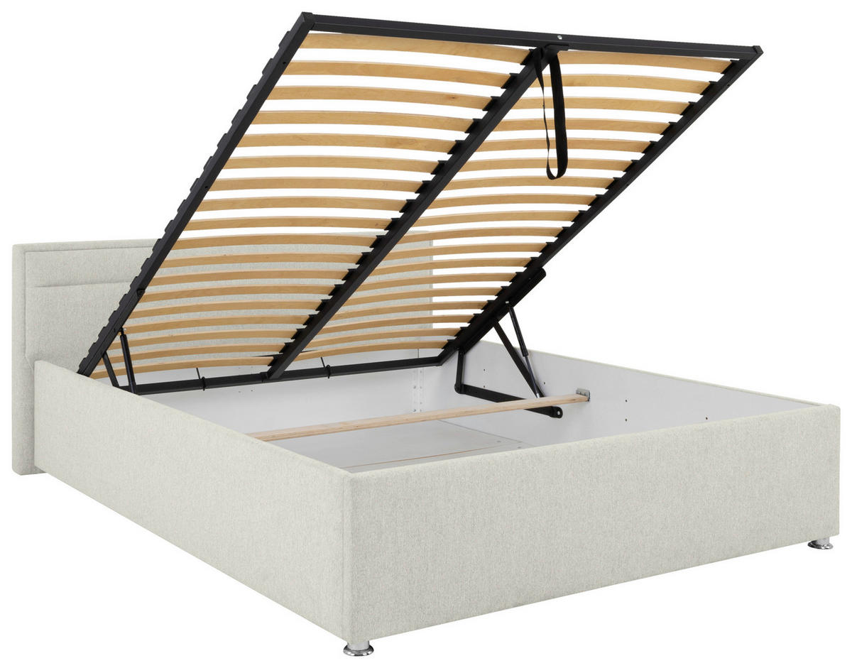 POLSTERBETT Matratze, Lattenrost, Bettkasten 160/200 cm  in Creme  - Creme, MODERN, Holz/Kunststoff (160/200cm) - MID.YOU