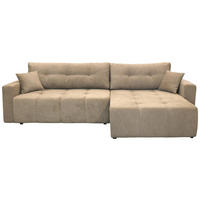ECKSOFA LAGUNA Braun Frottee  - Schwarz/Braun, Design, Kunststoff/Textil (260/143cm) - MID.YOU
