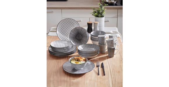 KOMBISERVICE Tokyo 30-teilig  - Schwarz/Weiß, Trend, Keramik - Novel
