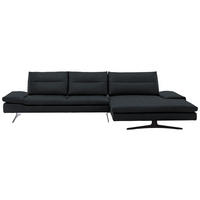 ECKSOFA in Echtleder Schwarz  - Schwarz, Modern, Leder/Metall (342/158cm) - Chilliano