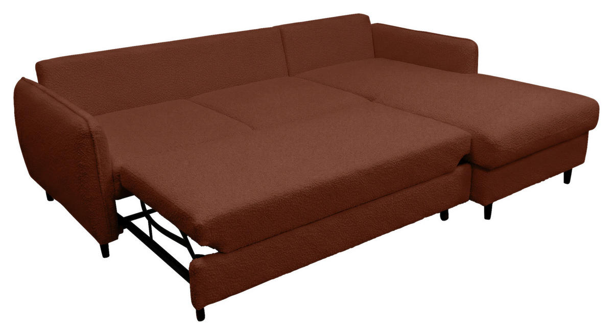 ECKSOFA LAPIT Rot Chenille Zierkissen, Rückenkissen, Bettkasten  - Rot/Schwarz, Design, Holz/Textil (240/170cm) - MID.YOU