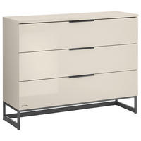 KOMMODE , 120/95/40 cm, 3 Schublade(n)  - Sandfarben/Schwarz, Design, Glas/Holzwerkstoff (120/95/40cm) - Musterring