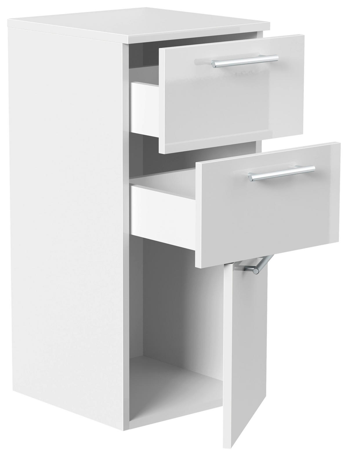 MIDISCHRANK 35,2/75/36,8 cm  - Weiß Hochglanz, Basics, Holzwerkstoff/Metall (35,2/75/36,8cm) - MID.YOU