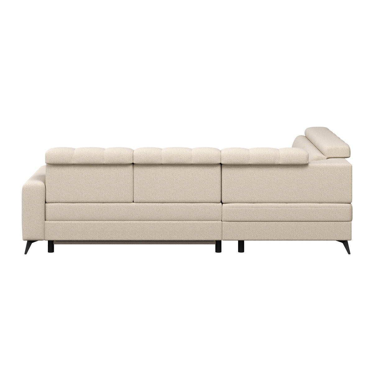 ECKSOFA BARLETTA NEW Beige Velours Bettkasten, Kopfteilverstellung, Sitztiefenverstellung, Liegefläche im Originalstoff  - Beige/Schwarz, ROMANTIK / LANDHAUS, Textil/Metall (228/289cm) - MID.YOU