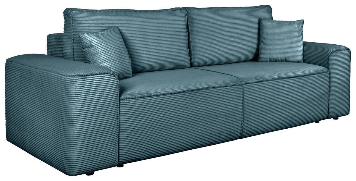 SCHLAFSOFA  mit Rücken echt, Armteil links, Armteil rechts Cord Blau  - Blau/Schwarz, Design, Kunststoff/Textil (261/95/108cm) - Xora