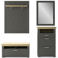 GARDEROBE 4-teilig  in 190/209/51,2 cm  - Eichefarben/Graphitfarben, Basics, Holzwerkstoff (190/209/51,2cm) - SetOne by Musterring
