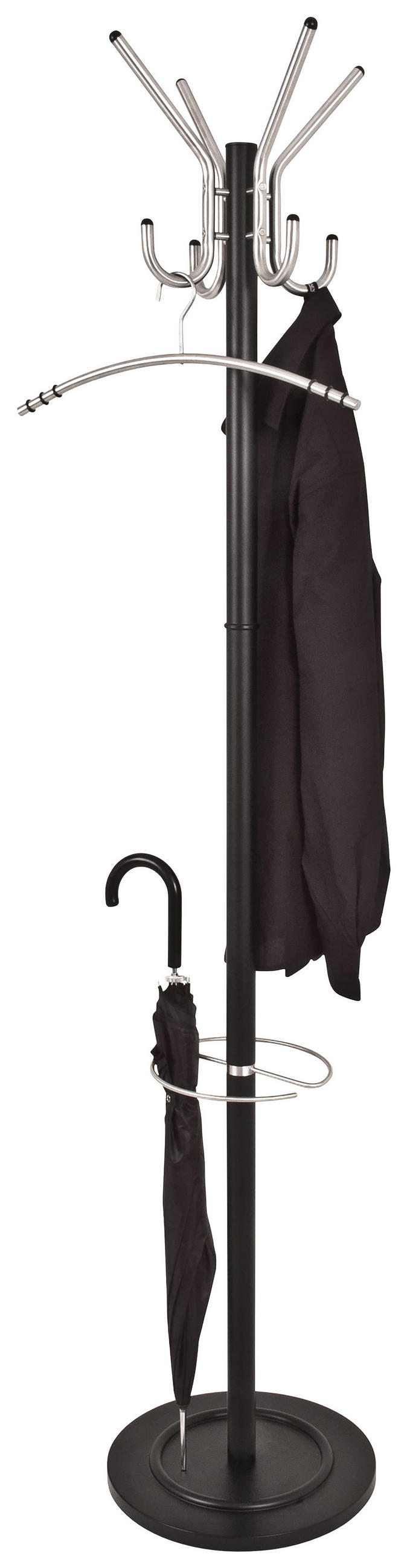 GARDEROBENSTÄNDER in Schwarz, Alufarben  36/182 cm  - Schwarz/Alufarben, Design, Metall (36/182cm)