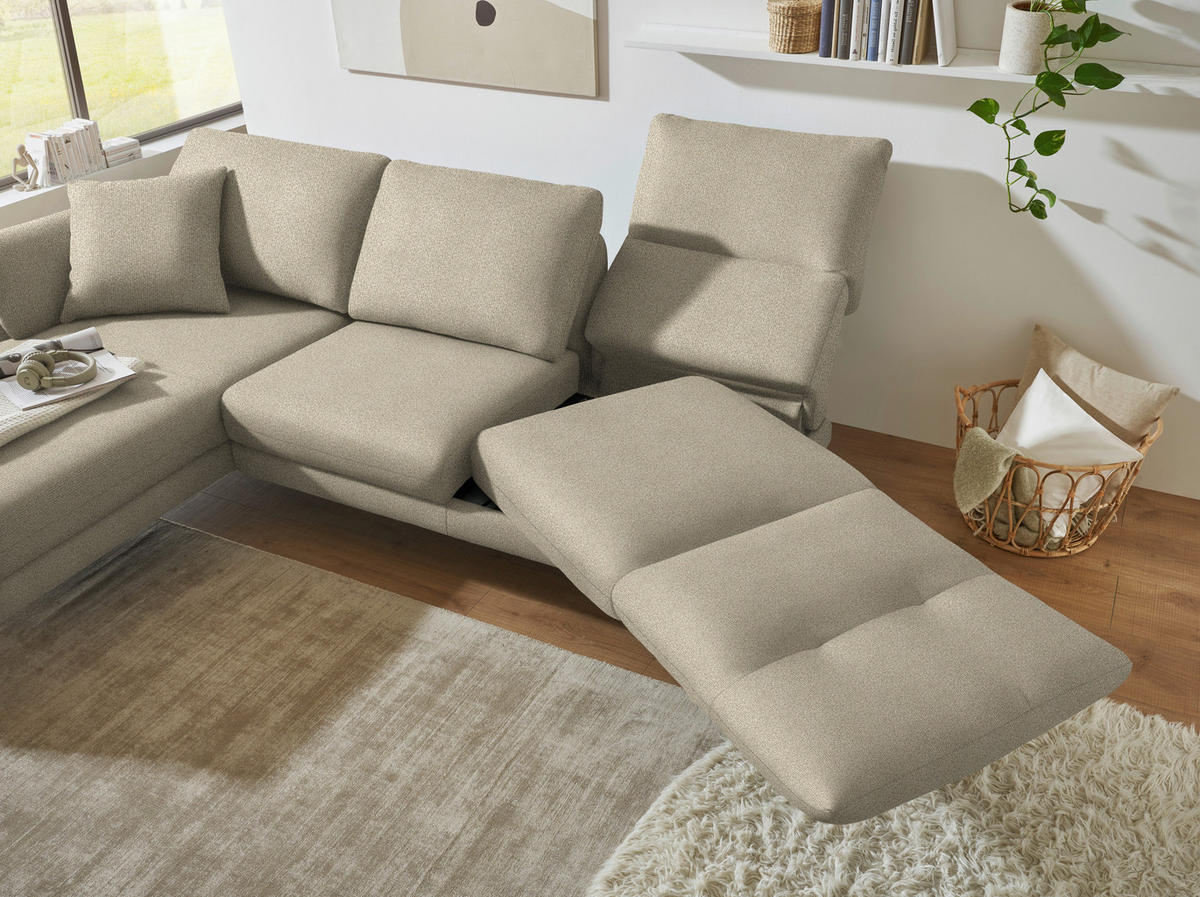 ECKSOFA  in Flachgewebe Beige  175-224/255-365 cm  - Beige/Schwarz, Design, Textil/Metall (175-224/255-365cm) - Dieter Knoll