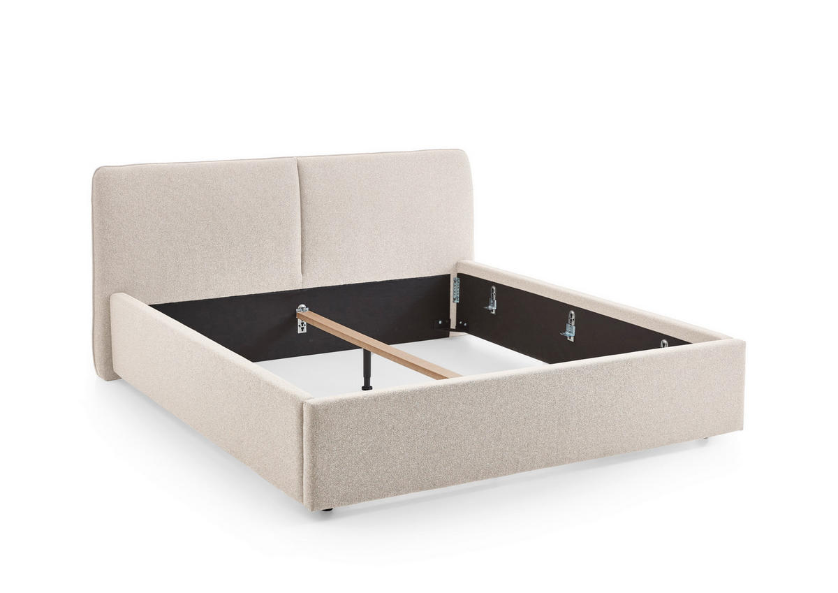 POLSTERBETT 180/200 cm,  in Beige,  - Beige/Schwarz, Design, Holz/Textil (180/200cm) - Stylife