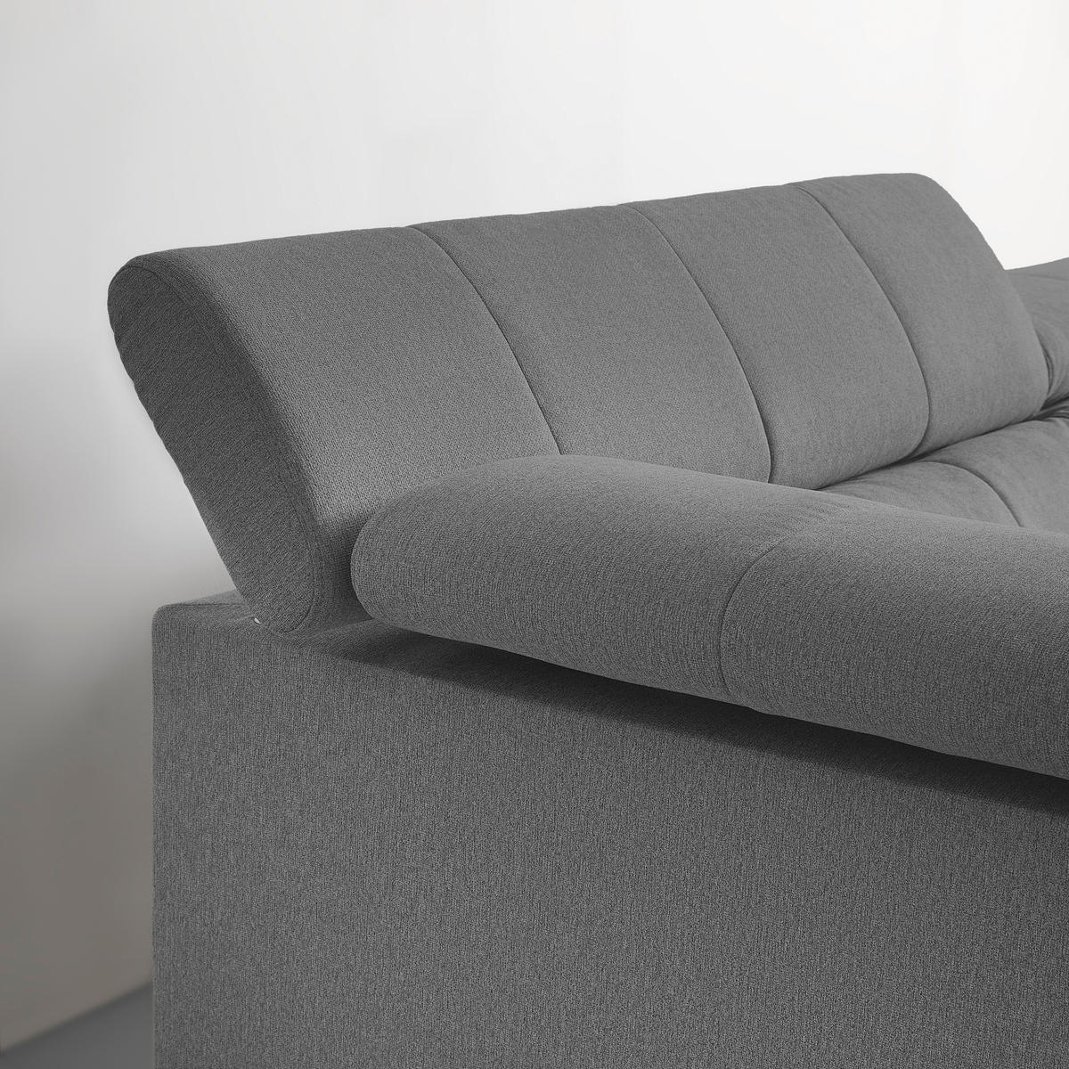 ECKSOFA in Chenille Anthrazit  - Anthrazit/Schwarz, Modern, Textil/Metall (201/296cm) - Livetastic