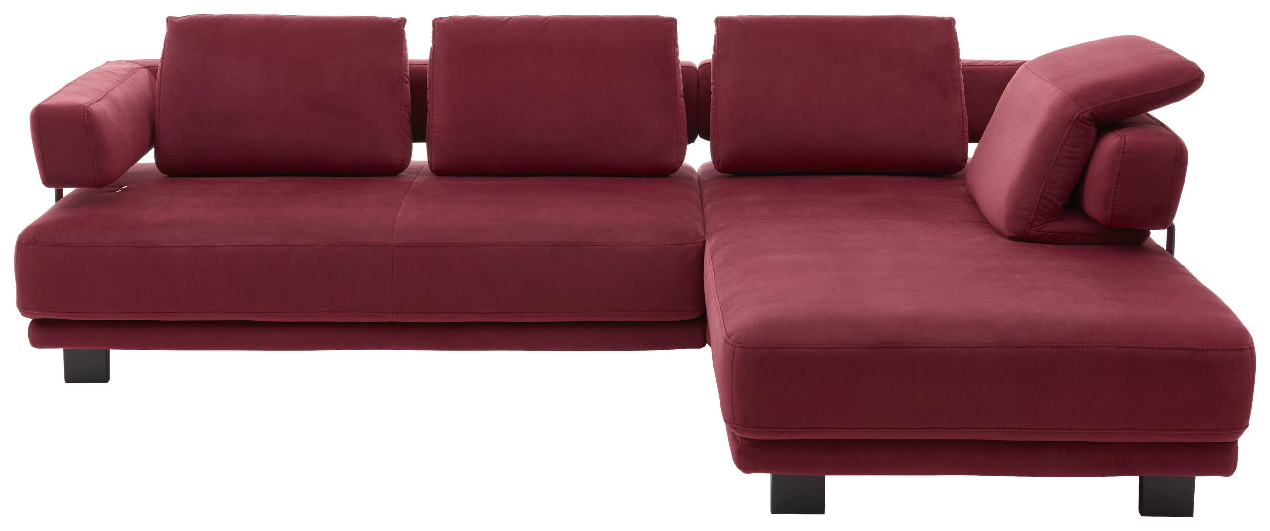 ECKSOFA Beere Chenille  - Beere/Schwarz, Natur, Textil/Metall (297/214cm) - Valdera