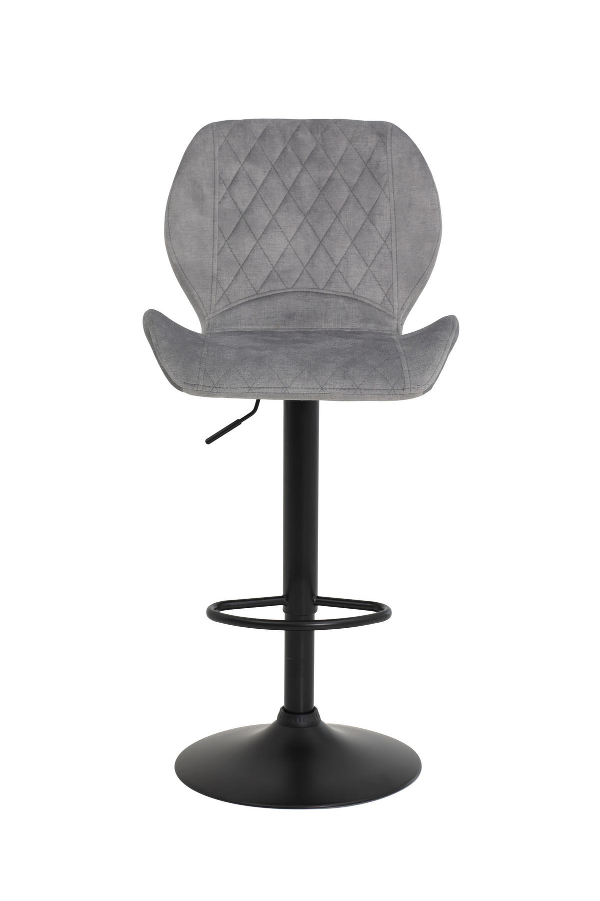BARHOCKER Samt, Velours Grau Stahl Typenauswahl, Sitzfläche 360° drehbar, abwischbar  - Schwarz/Grau, MODERN, Textil/Metall (42/96-117/51cm) - MID.YOU