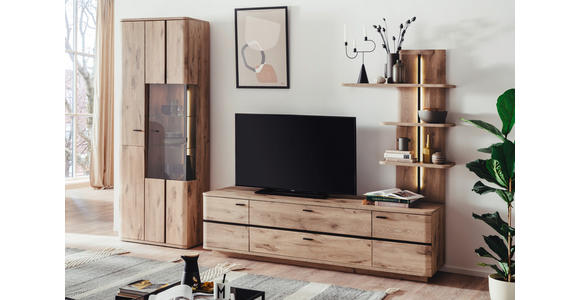 WOHNWAND in Anthrazit, Eichefarben 285/208/50 cm - Eichefarben/Anthrazit, KONVENTIONELL, Glas/Holzwerkstoff (285/208/50cm) - Cantus