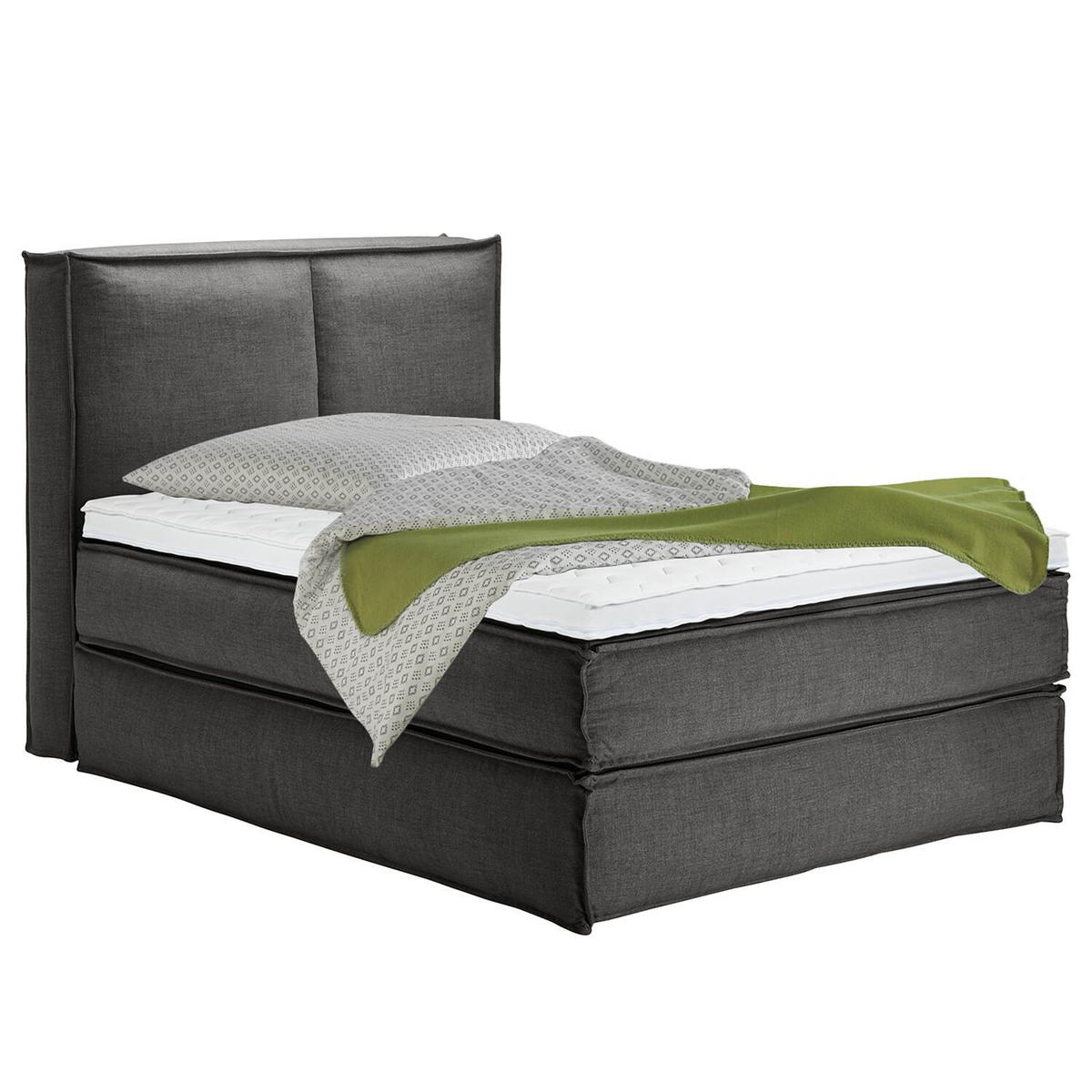 BOXSPRINGBETT 140/220 cm  in Anthrazit  - Anthrazit/Schwarz, Design, Kunststoff/Textil (140/220cm) - home24