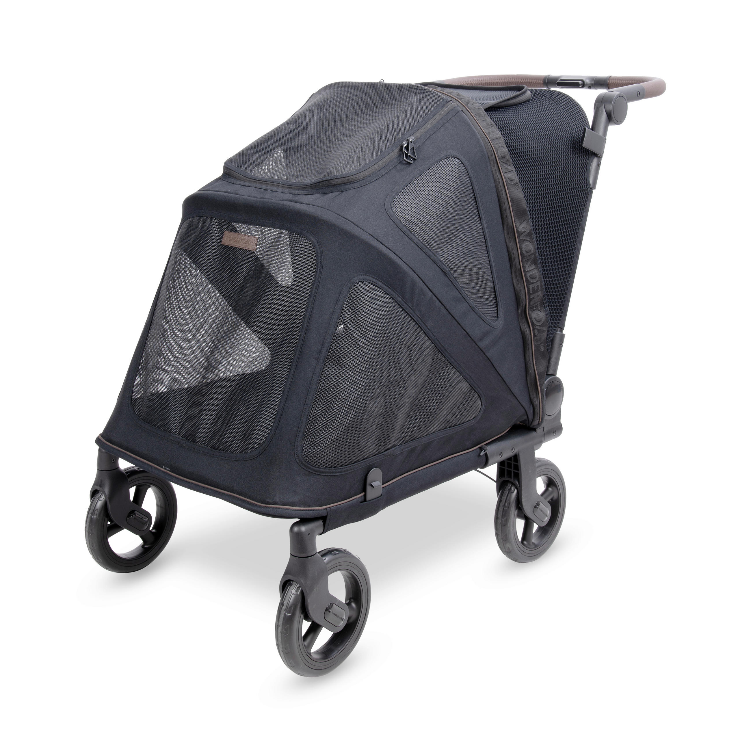 TIER-BUGGY PFM Pet Medium Premium Flat Fold Stroller  - Schwarz, Basics, Kunststoff/Textil (70,6/55/106,70cm) - WONDERFOLD