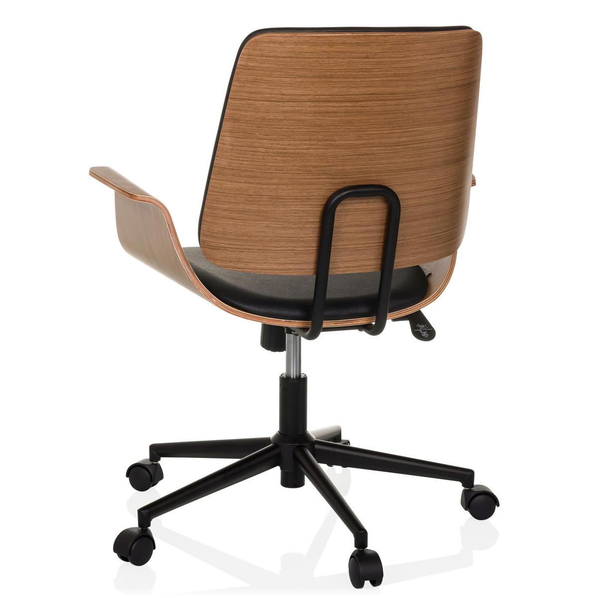 DREHSTUHL Schwarz  - Schwarz/Braun, MODERN, Leder/Holz (68/92/63,5cm) - MID.YOU