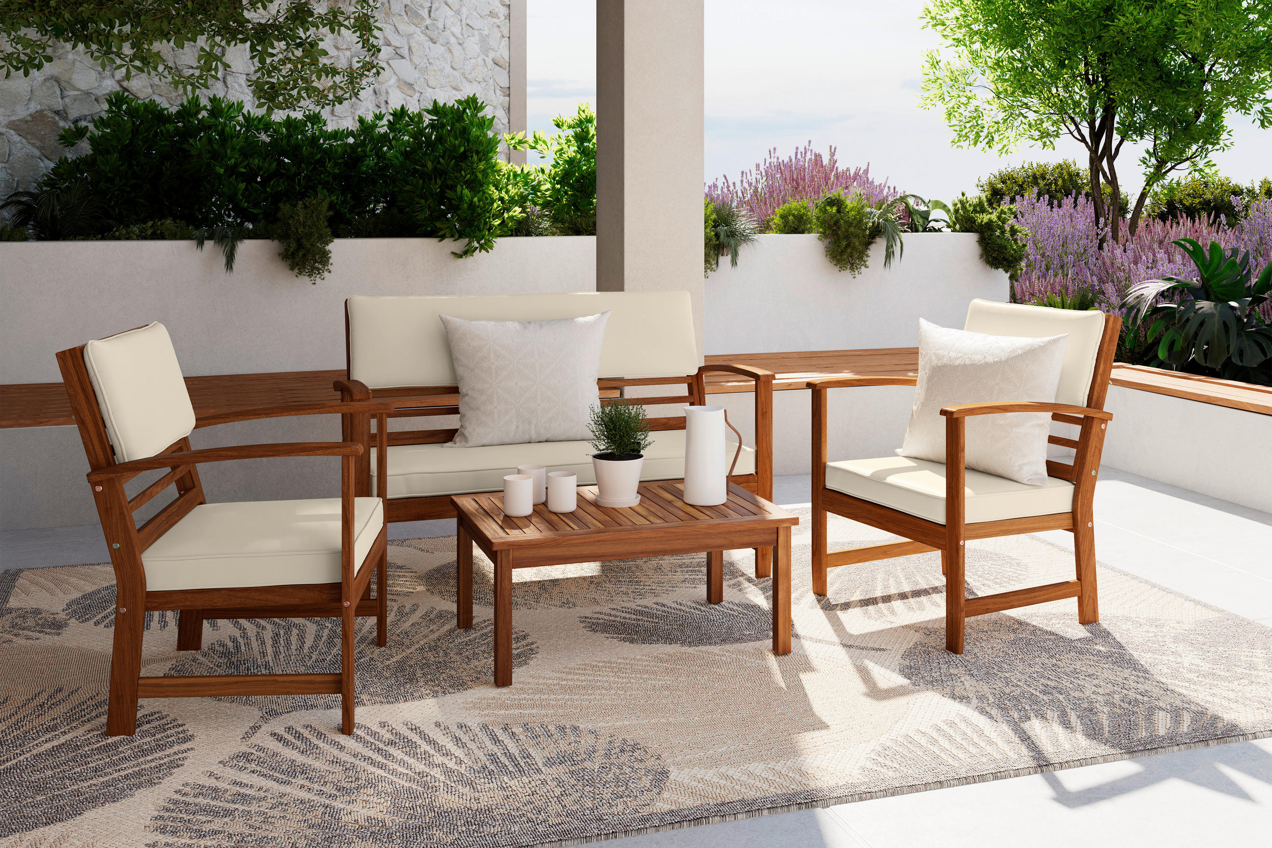 Ambia Garden TERASOVÁ SEDACÍ SOUPRAVA dřevo, vlnitá lepenka