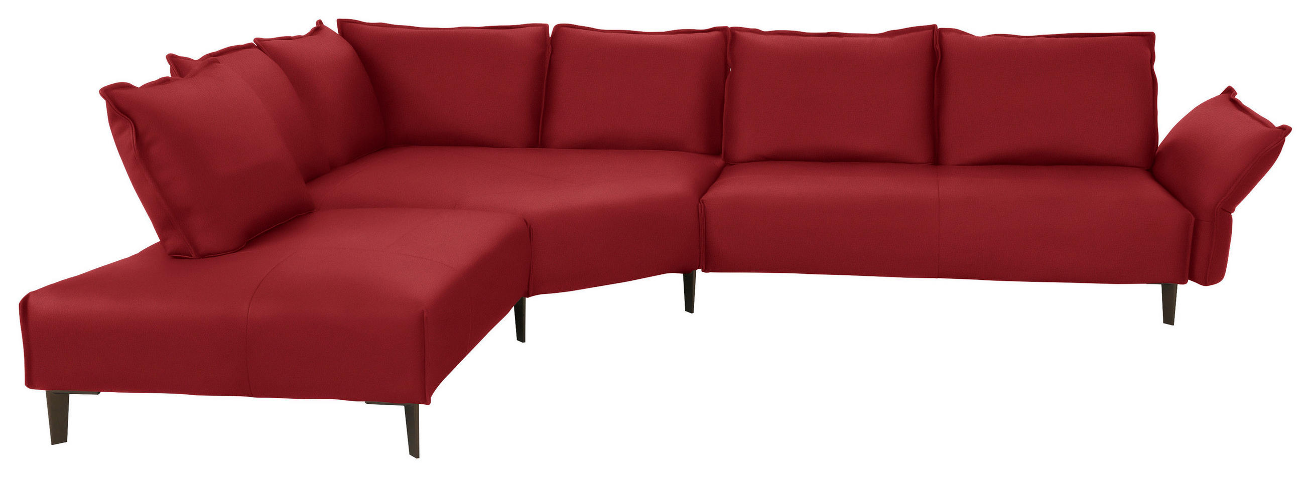 ECKSOFA in Echtleder Rot  272/340 cm  - Rot/Schwarz, Design, Leder/Metall (272/340cm) - W.Schillig