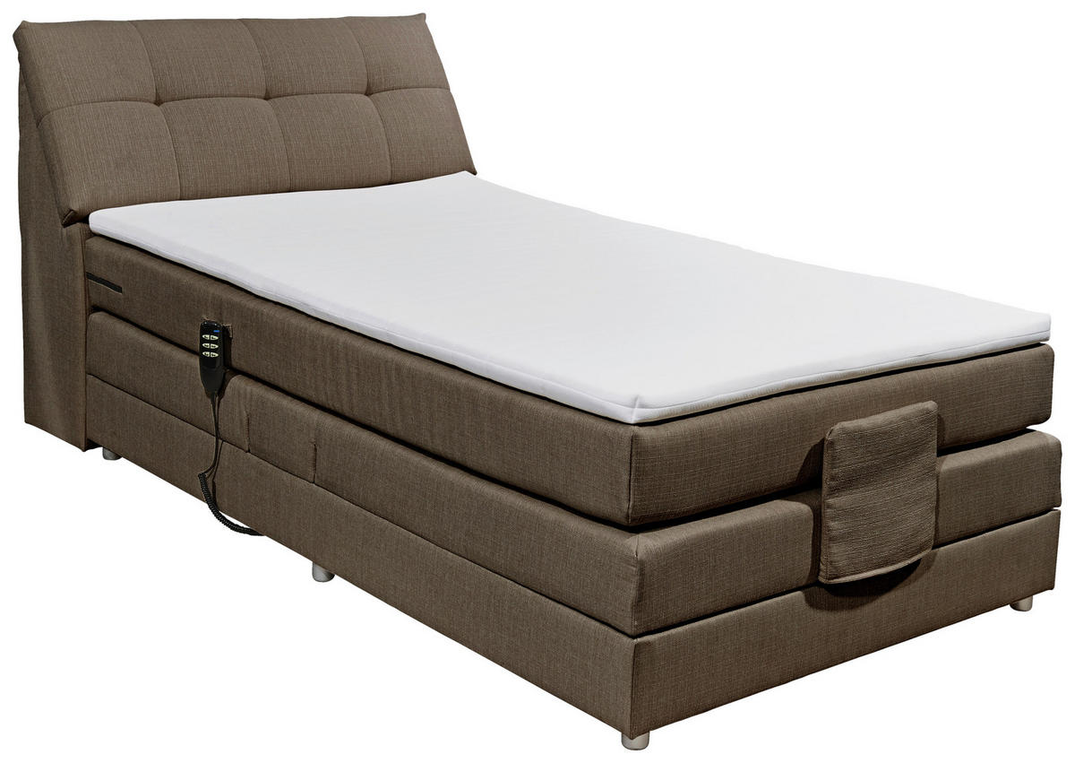 BOXSPRINGBETT 120/200 cm  in Dunkelbraun  - Dunkelbraun/Silberfarben, Design, Kunststoff/Textil (120/200cm) - Esposa