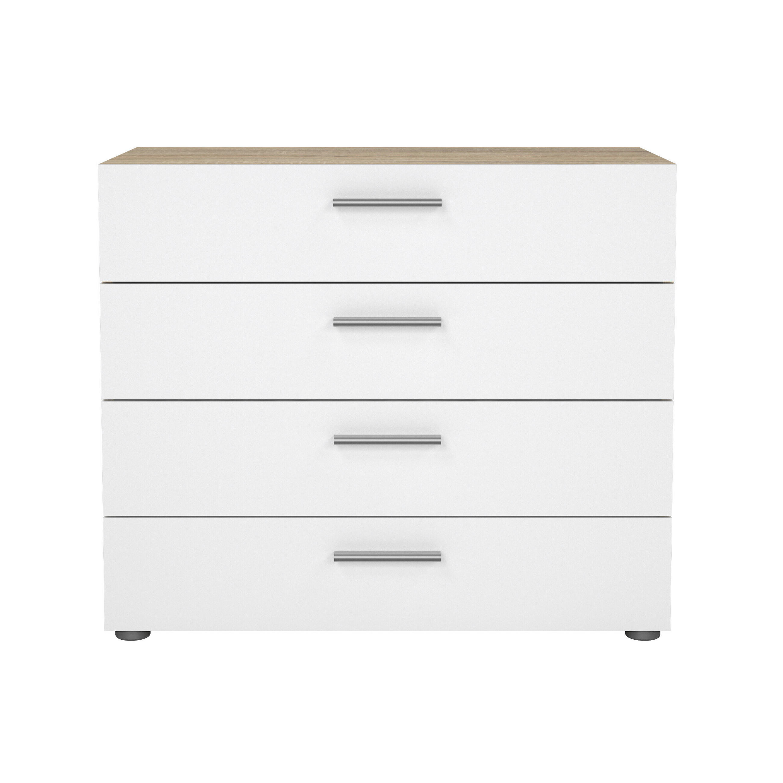 KOMMODE  in 80,2/68,1/40,3 cm  - Weiß Hochglanz/Eichefarben, Design, Holzwerkstoff/Metall (80,2/68,1/40,3cm) - Livetastic