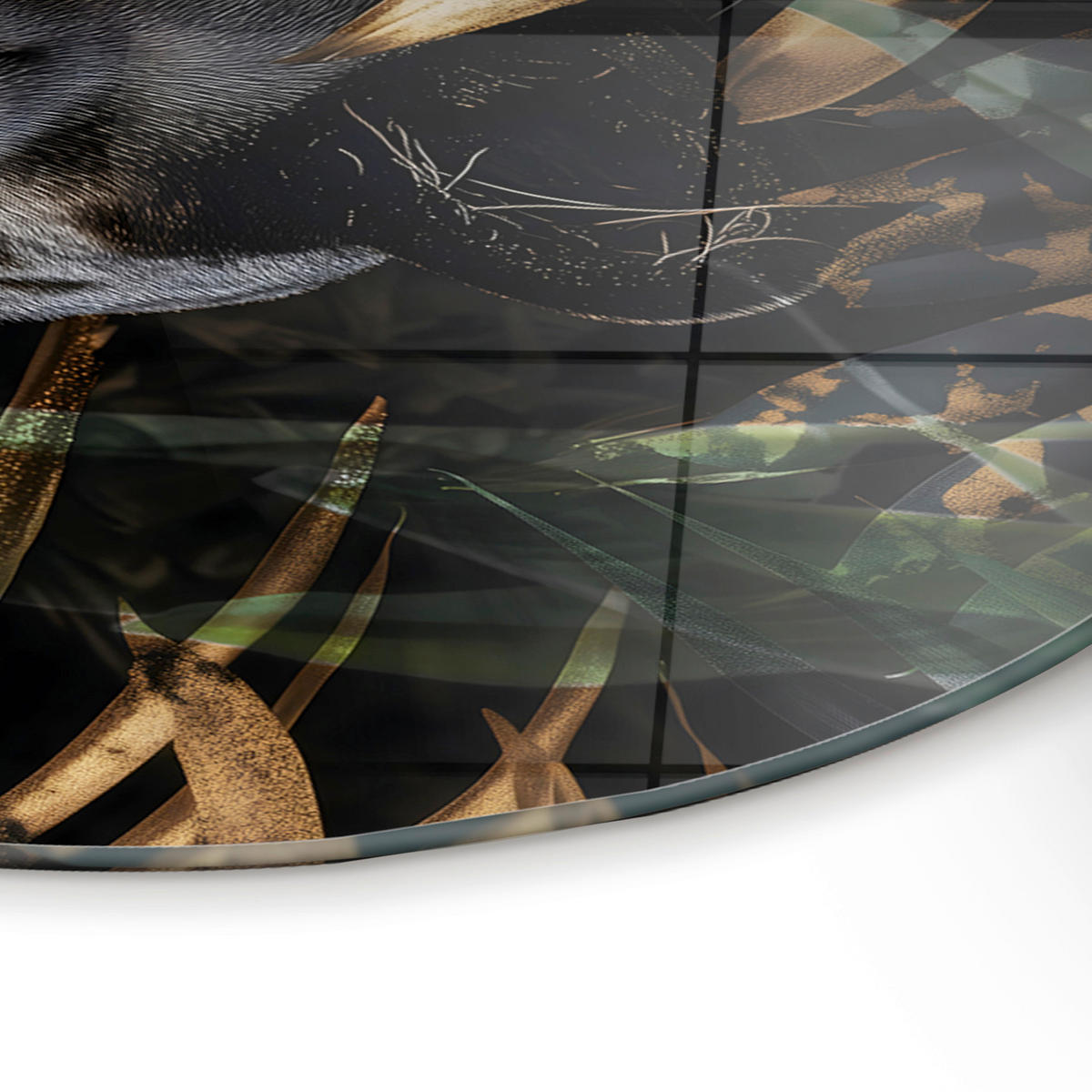 GLASBILD Tiere, Blätter 70/100 cm  - Goldfarben/Schwarz, Basics, Glas/Papier (70/100cm)