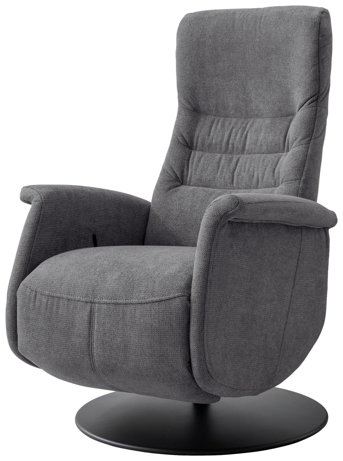 RELAXSESSEL LATINA Chenille Kopfteilverstellung, Fußteilverstellung, Rücken echt    - Dunkelgrau/Schwarz, MODERN, Textil/Metall (72/118/85-165cm) - Livetastic