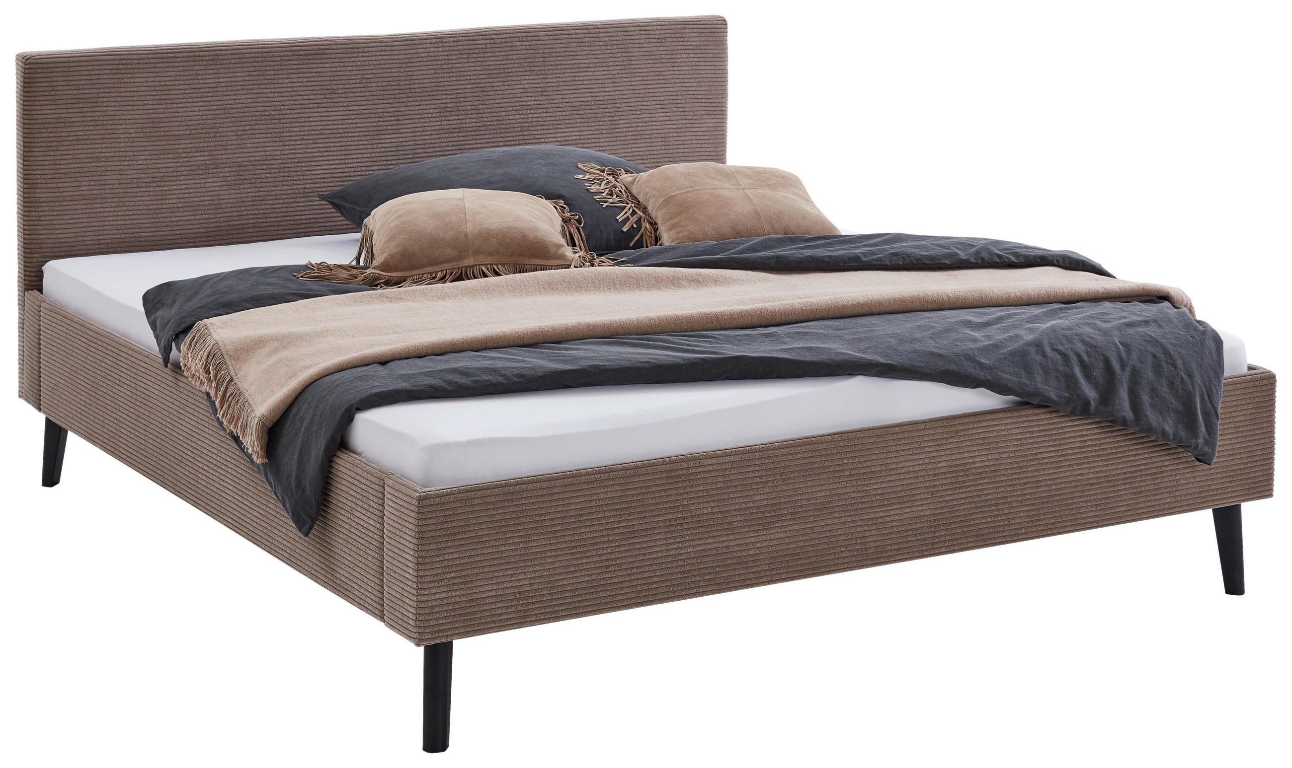 POLSTERBETT 180/200 cm  in Taupe  - Taupe/Schwarz, Basics, Holz/Textil (180/200cm) - Boxxx