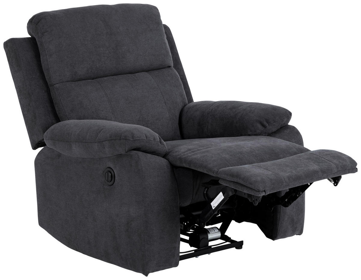 RECLINERFÅTÖLJ i chenille mörkgrå  - mörkgrå/svart, Klassisk, metall/textil (89,5/98/95cm) - MID.YOU