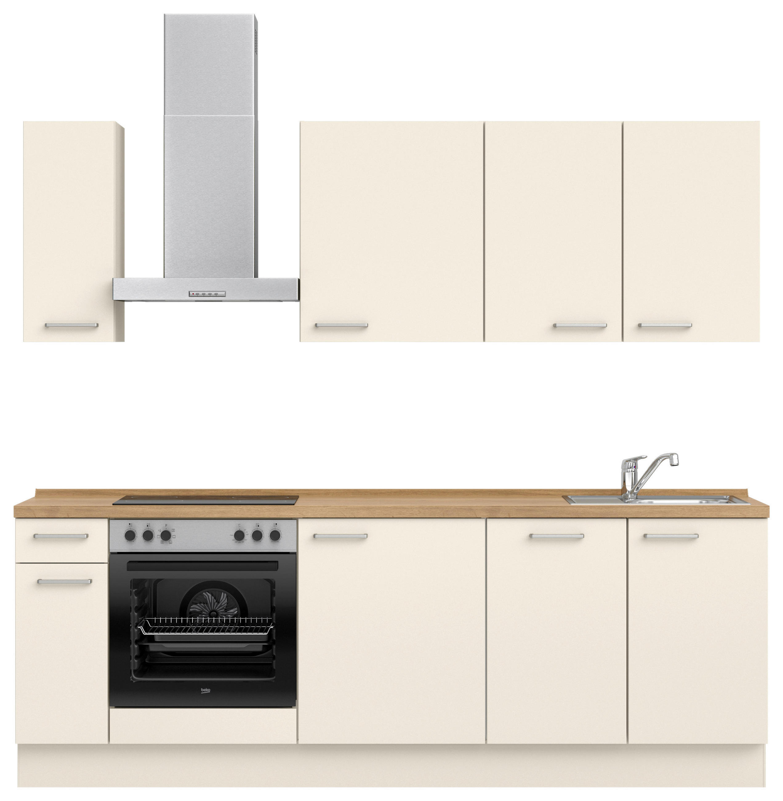 KÜCHENLEERBLOCK 240 cm   in Eichefarben, Magnolie  - Edelstahlfarben/Eichefarben, MODERN, Holzwerkstoff/Metall (240cm) - Nobilia