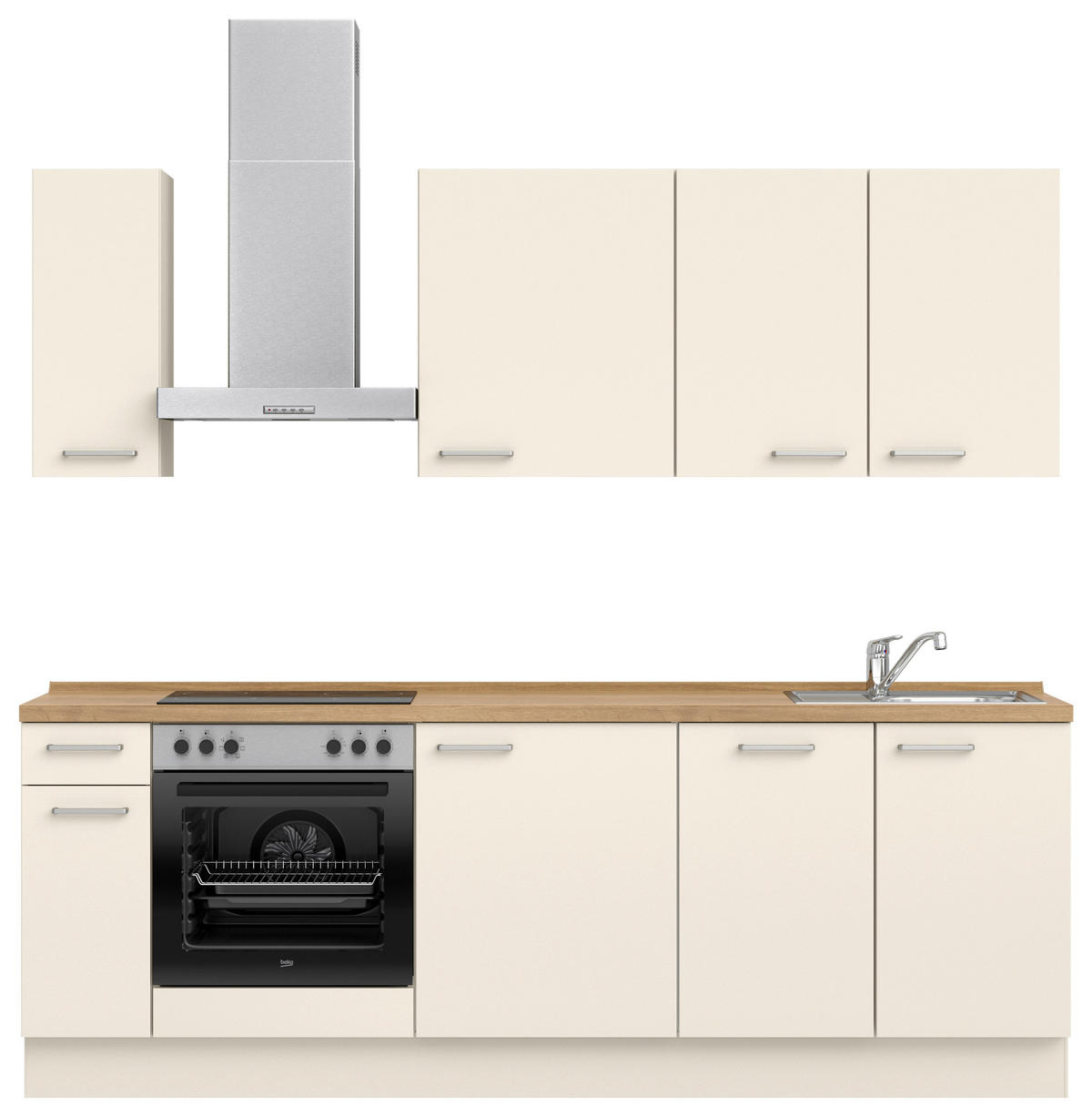 KÜCHENLEERBLOCK 240 cm   in Eichefarben, Magnolie  - Edelstahlfarben/Eichefarben, MODERN, Holzwerkstoff/Metall (240cm) - Nobilia