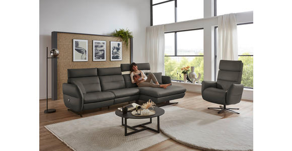 RELAXSESSEL in Leder Dunkelgrau  - Dunkelgrau/Schwarz, Design, Leder/Metall (82/119/85cm) - Dieter Knoll