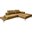 ECKSOFA  in Echtleder Senfgelb  304/201 cm  - Senfgelb/Schwarz, Design, Leder/Metall (304/201cm) - Belluti