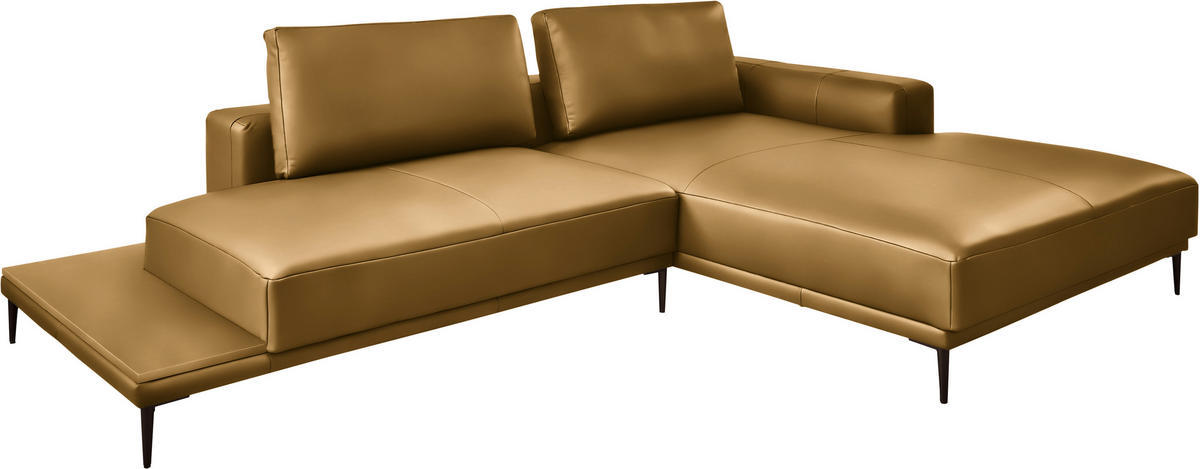 ECKSOFA Echtleder Senfgelb  - Senfgelb/Schwarz, Design, Leder/Metall (304/201cm) - Belluti