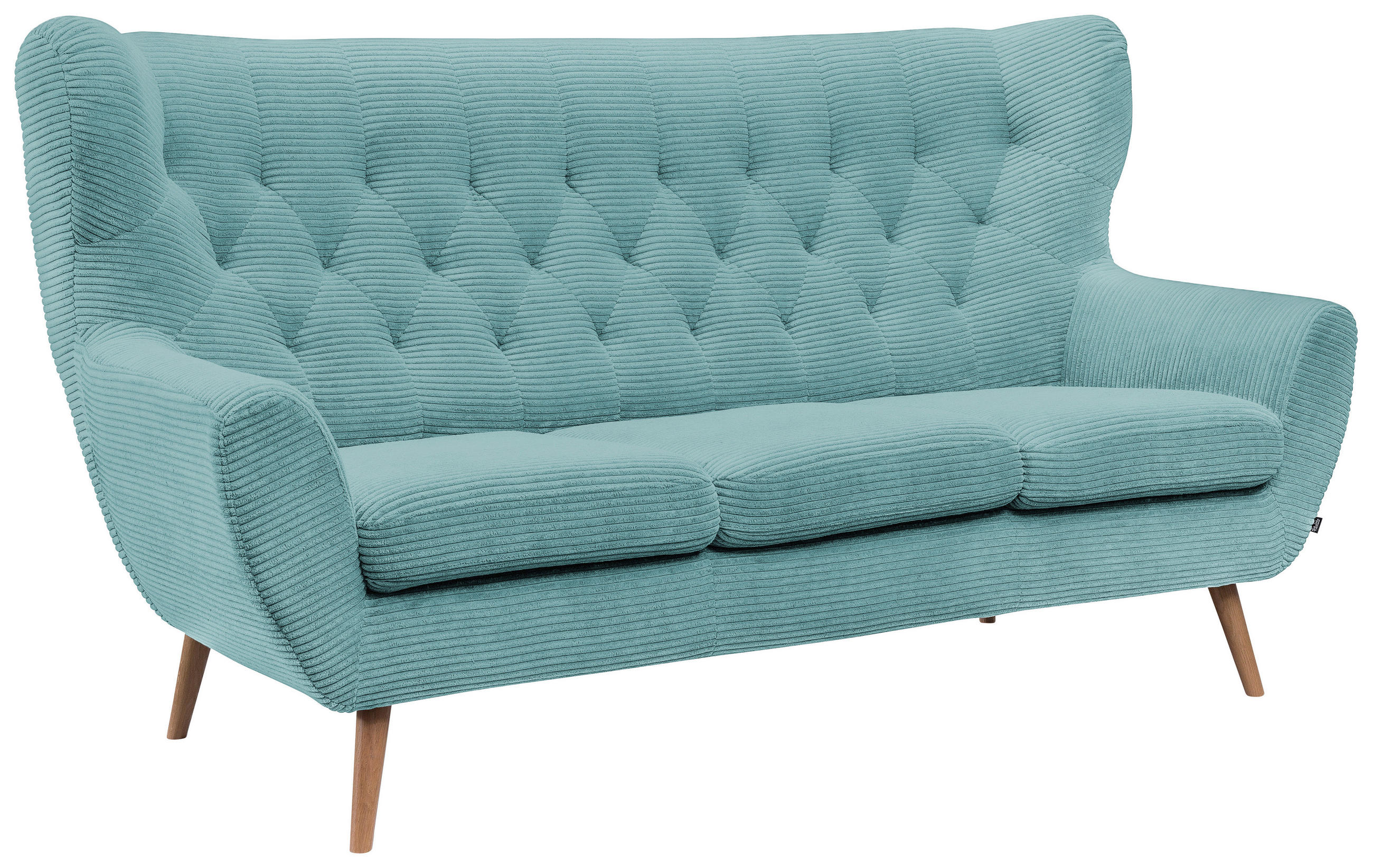 3-SITZER-SOFA Cord Türkis  - Türkis, Design, Holz/Textil (187/101/95cm) - Stylife