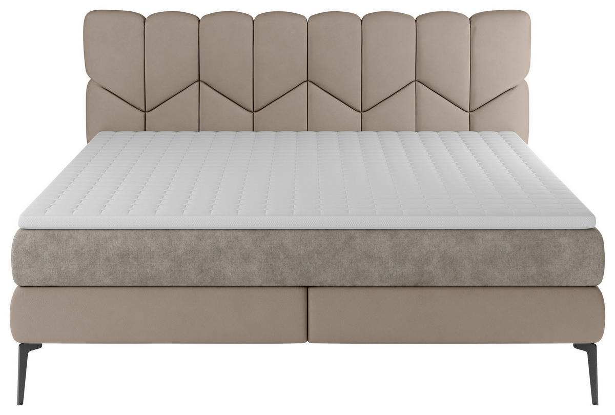 BOXSPRINGBETT 180/200 cm  in Taupe  - Taupe/Schwarz, Design, Leder/Textil (180/200cm) - Esposa