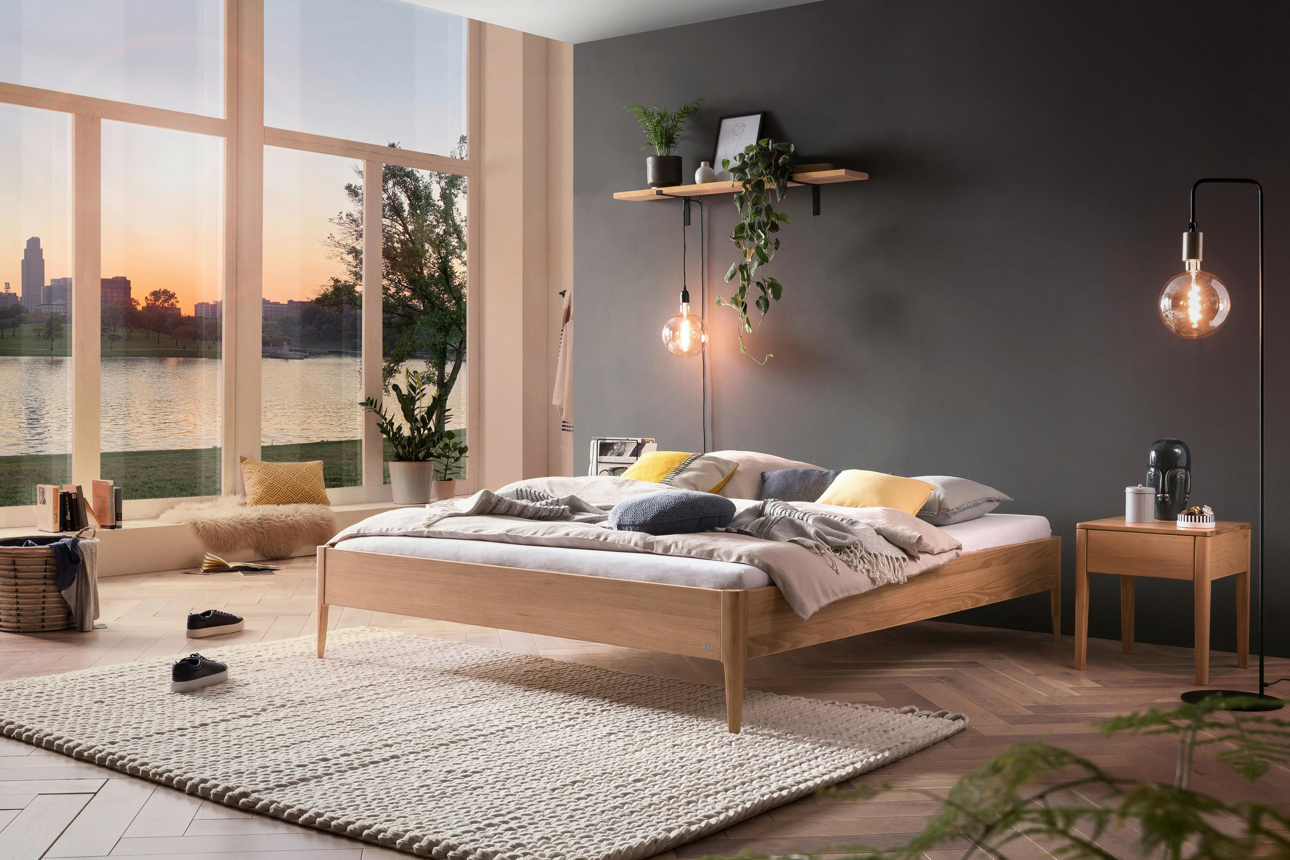 BETT 140/200 cm  in Eichefarben   - Eichefarben, Basics, Holz (140/200cm) - Hasena