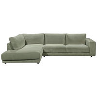 ECKSOFA  in Cord Dunkelgrün Rückenkissen, Rücken echt  224/325 cm  - Dunkelgrün/Schwarz, Design, Kunststoff/Textil (224/325cm) - Hom`in