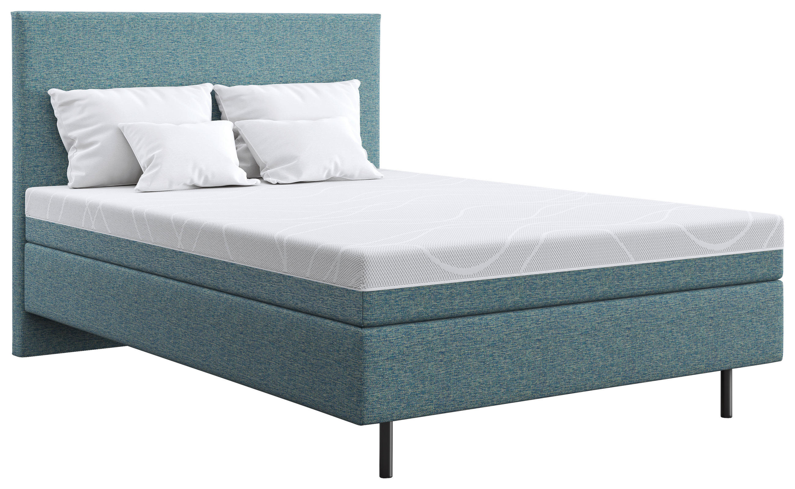 BOXSPRINGBETT 140/200 cm  in Hellblau  - Schwarz/Hellblau, Basics, Textil/Metall (140/200cm) - Schlaraffia