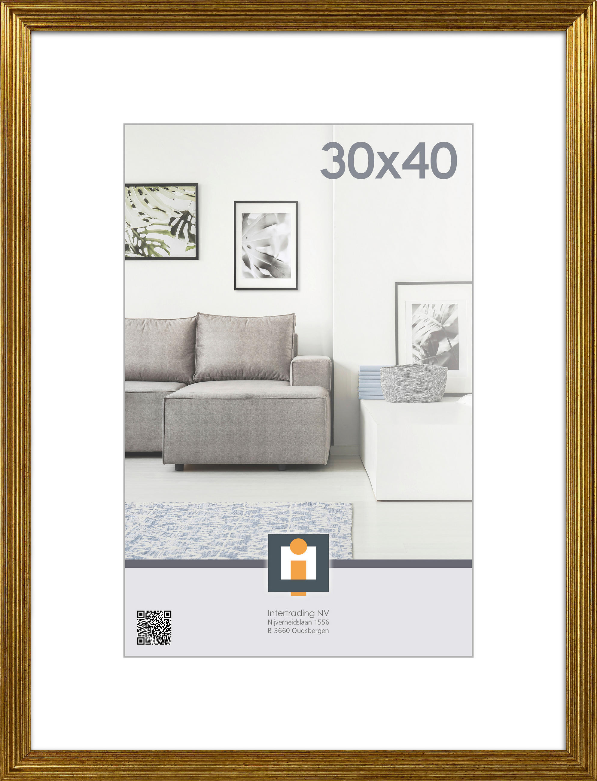 KÉPKERET  - aranyszínű, Basics, műanyag/üveg (32/42/1.2cm)