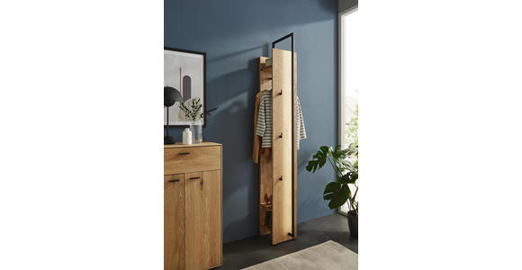 WANDGARDEROBE - Eichefarben/Anthrazit, Natur, Holz/Metall (28,8/210,3/38,4cm) - Valnatura