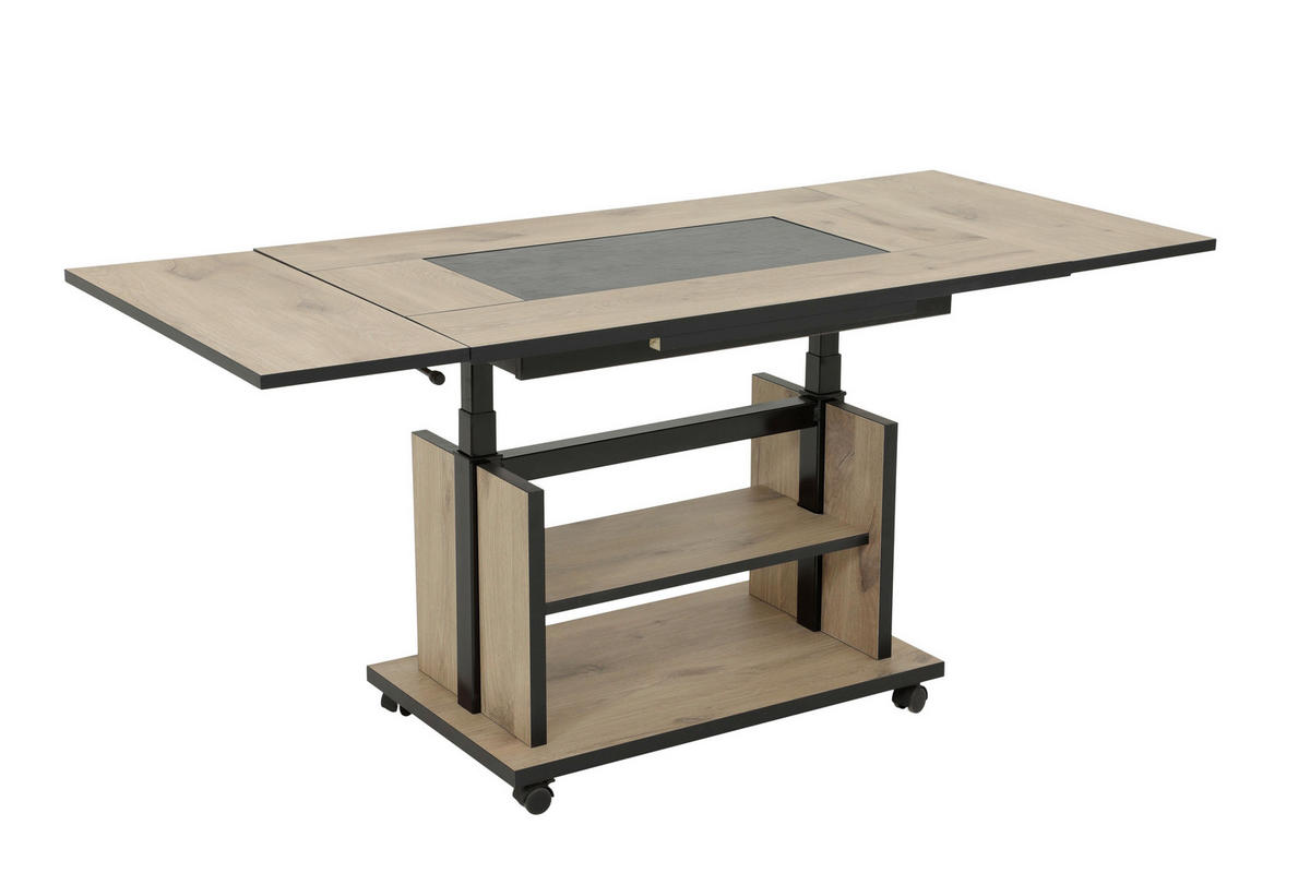 COUCHTISCH 66/97-152/55-73 cm rechteckig Anthrazit, Eiche Artisan  - Anthrazit/Eiche Artisan, Design, Holzwerkstoff/Stein (66/97-152/55-73cm) - Livetastic