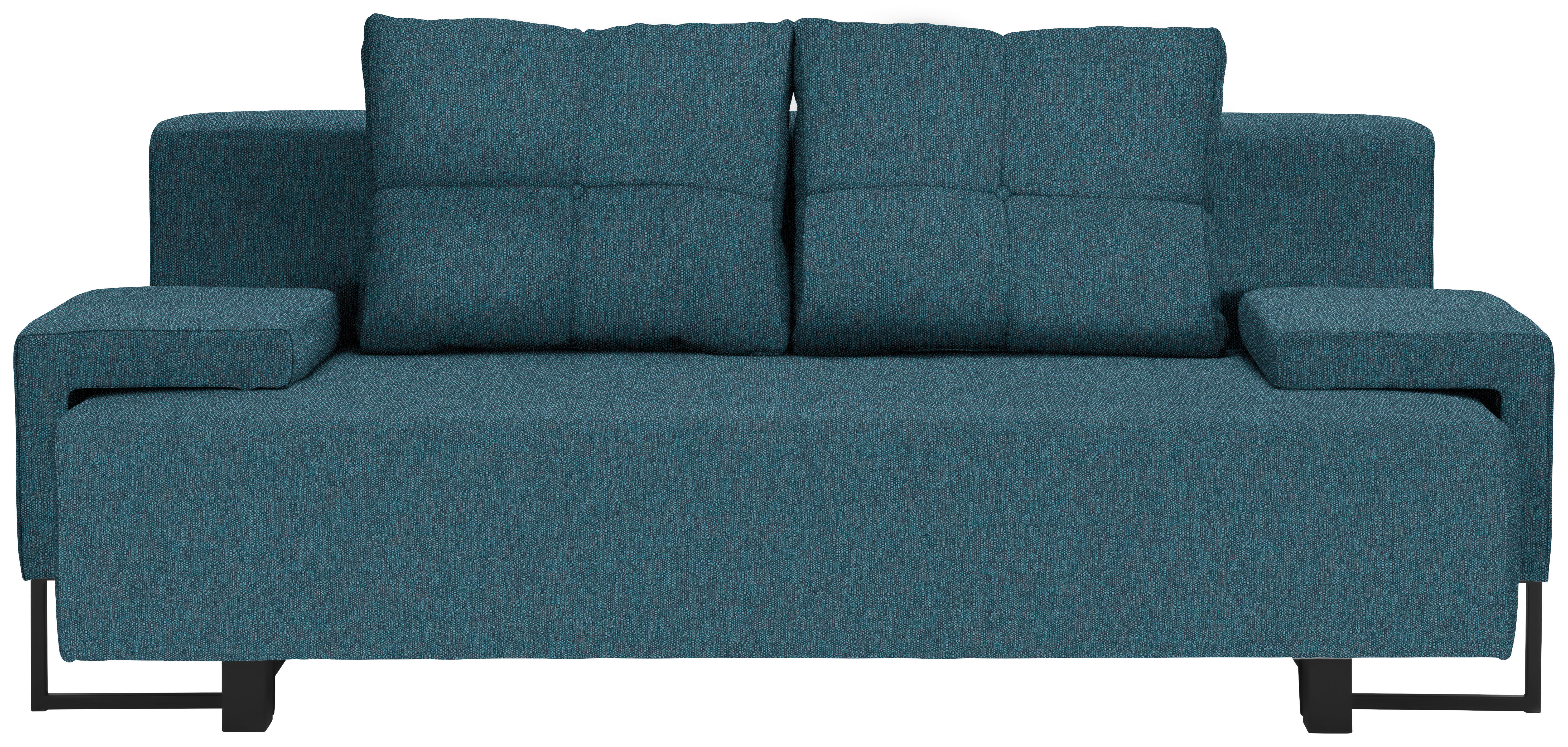 SCHLAFSOFA Webstoff Blau  - Blau/Schwarz, Design, Textil/Metall (207/76-90/91cm) - Carryhome