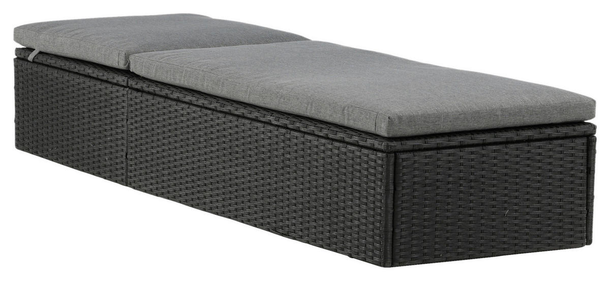 SONNENLIEGE 60.5/37.5/198 cm  - Schwarz/Grau, KONVENTIONELL, Kunststoff/Textil (60.5/37.5/198cm) - Gardenson