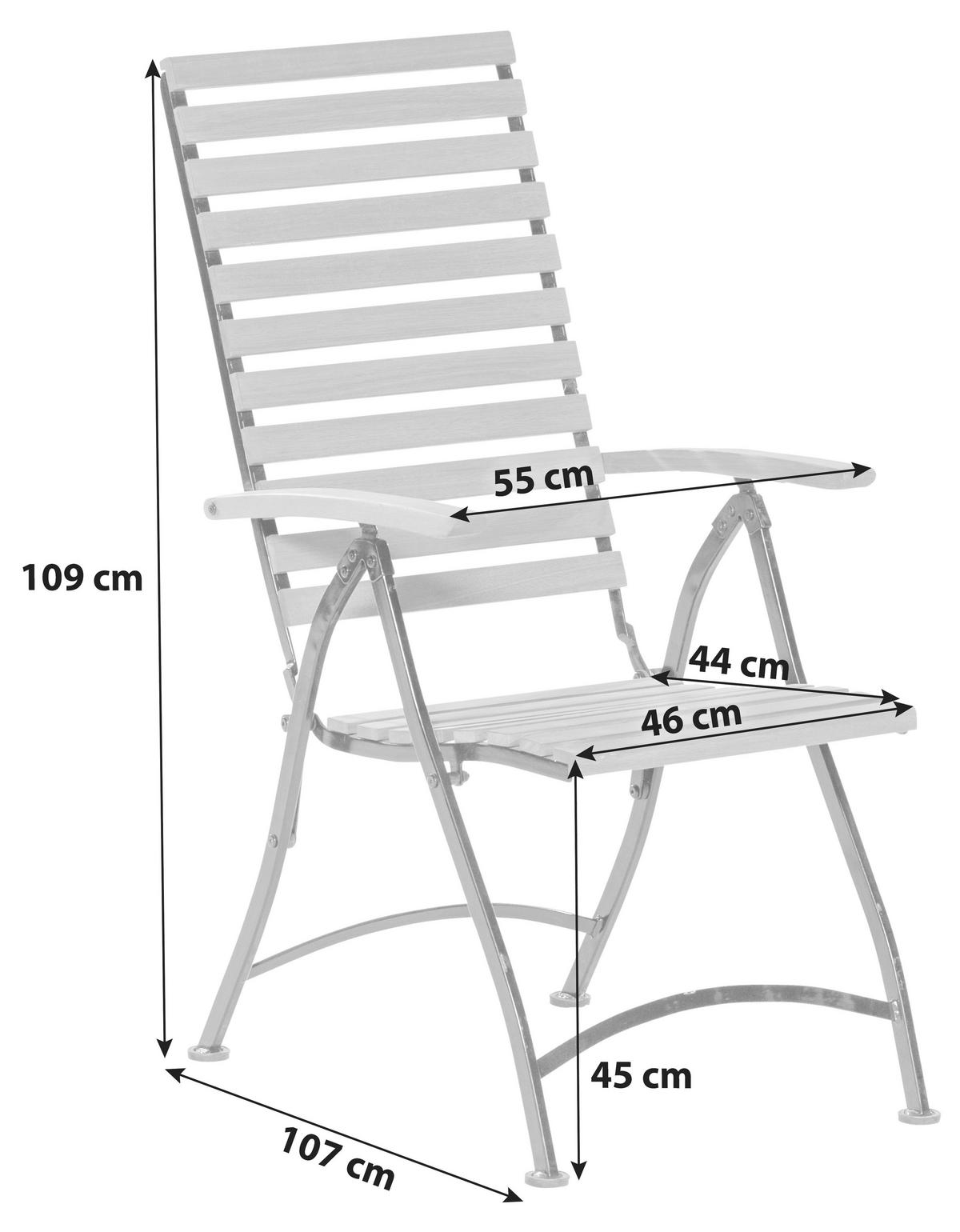 GARTENSESSEL Eukalyptusholz Stahl Graphitfarben, Naturfarben  - Graphitfarben/Naturfarben, KONVENTIONELL, Holz/Metall (55/109/107cm) - Gardenson
